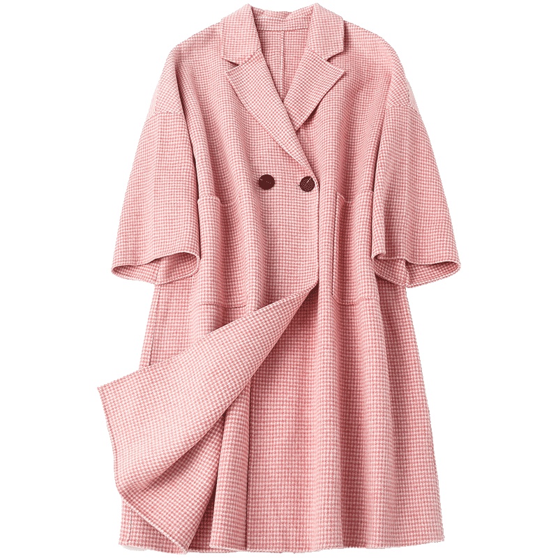 憨厚皇后秋冬新款2019长款羊毛呢子外套韩版宽松女士双面毛呢大衣