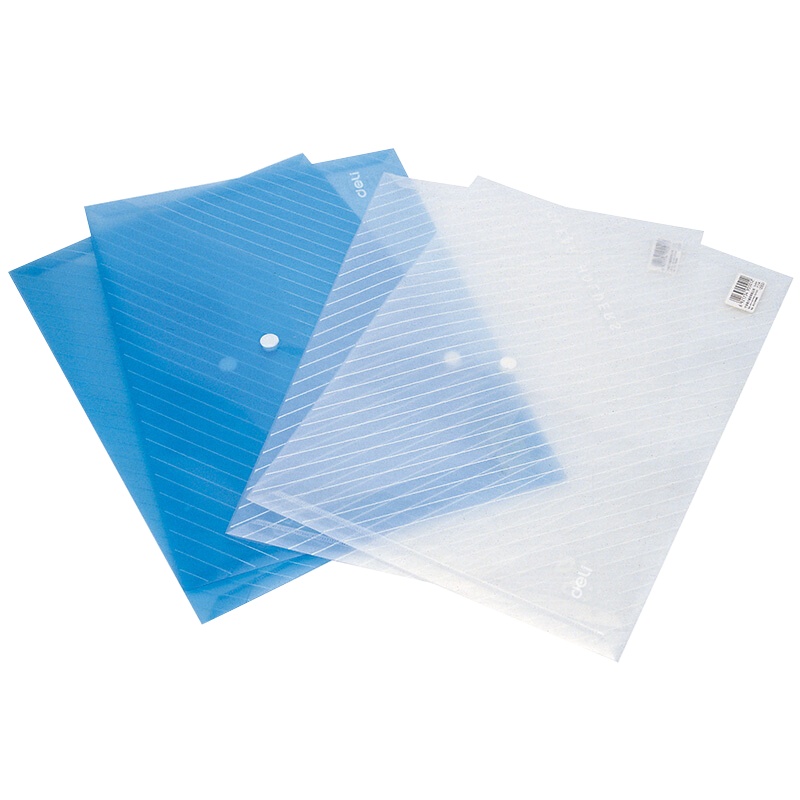 得力deli文具5501透明按扣公文袋钮扣袋A4得力办公用品斜条纹10个