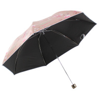 天堂伞 自游自在三折超轻黑胶晴雨伞太阳伞 玉红31027E