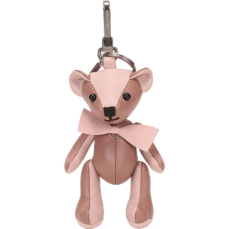 BURBERRY 博柏利 男女通用款铜粉色粉笔粉色牛皮THOMAS泰迪熊钥匙扣 80070001