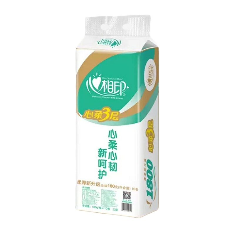 心相印卷纸4层180克卫生纸家用有芯卷纸卷筒纸手纸厕纸家庭装实惠装 1提10卷