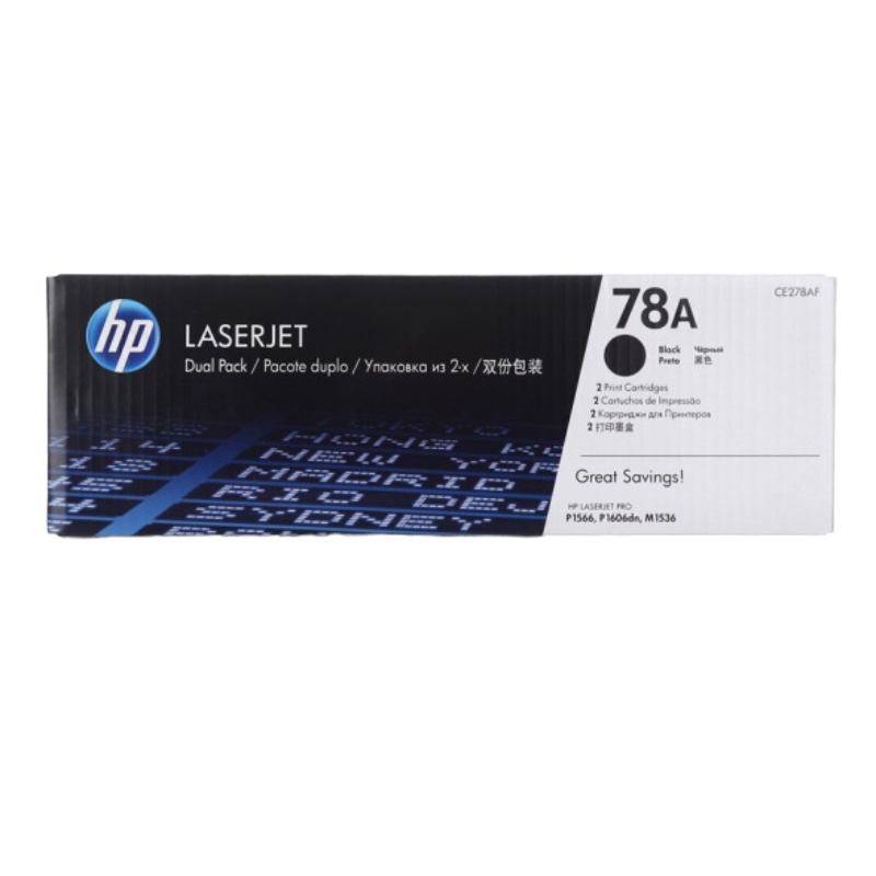 惠普(HP)CE278AF原装黑色硒鼓(78A)双包装 适用hp m1536dnf P1560 P1566 P1606