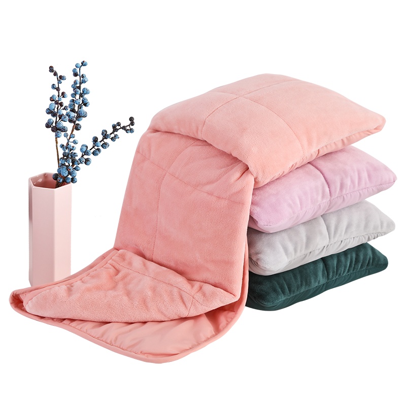 ladysoft御棉堂 多功能法兰绒懒人毛毯子抱枕被约40*40/平铺110X150cm床上用品纯色空调毯沙发靠枕毯
