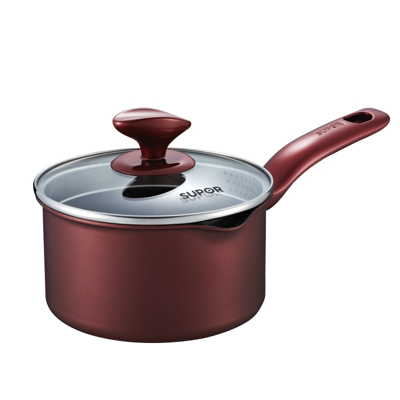 苏泊尔(SUPOR)PT16K1铝制不粘奶锅16cm复底 电磁炉通用 送硅胶/小麦汤勺