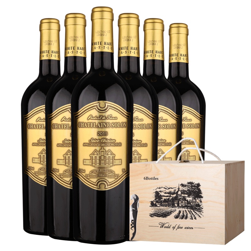 法国原瓶进口 索龙圣西岩干红葡萄酒750ml*6六瓶木箱装