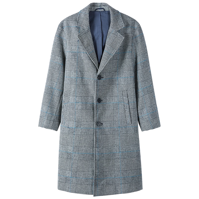 【满198减100预估价：140】森马毛呢大衣男中长款格子外套羊毛呢子男士韩版秋冬英伦风大衣潮