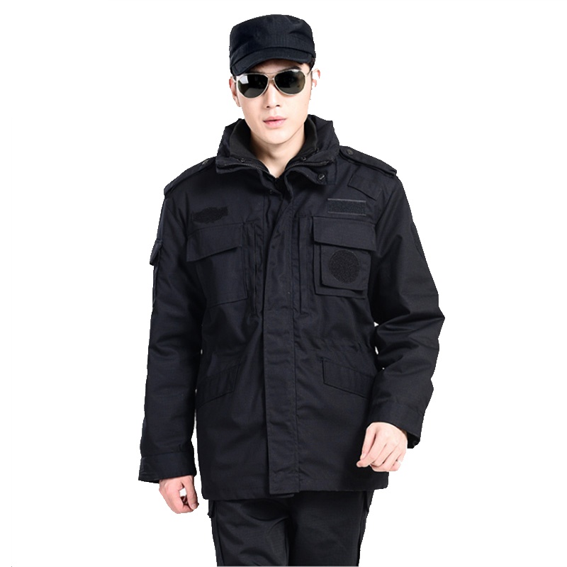 特勤军衣冬季执勤冬装加厚多功能保安服防寒大衣战训棉服冬季棉袄安保作训大衣可拆外套城管冬季夹克棉服