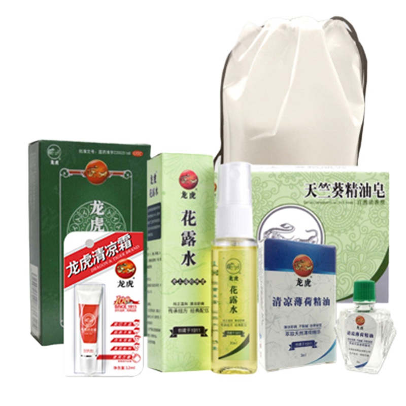受疫情影响,北京地区暂停发货龙虎 防暑送清凉套餐3(薄荷精油+药皂+清凉霜+毛巾+花露水+精美手拎袋)