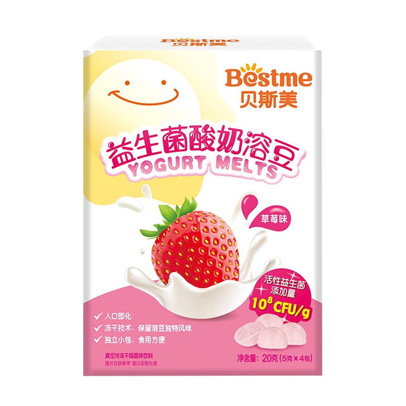 贝斯美 益生菌酸奶溶豆 草莓味小奶豆 20g