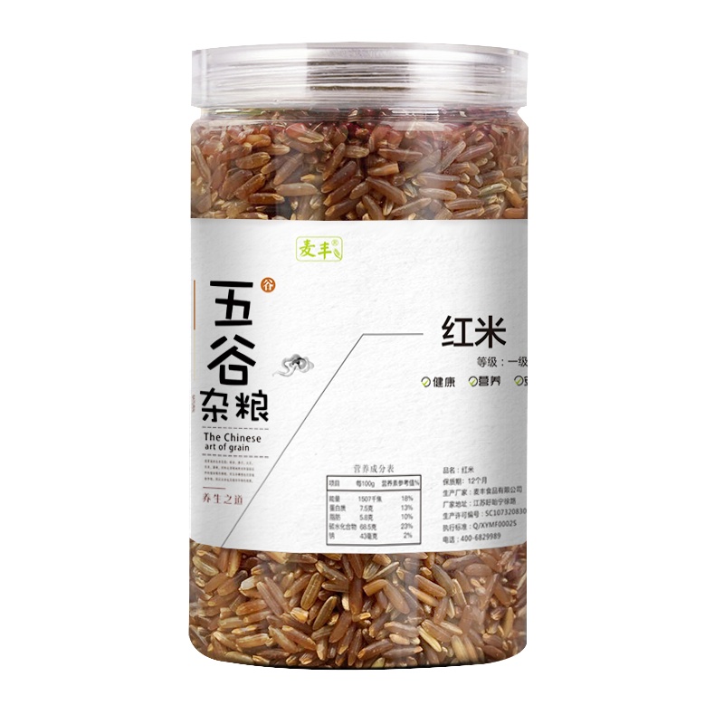 麦丰 红米500g/罐 五谷杂粮 米面粮油 粗粮 国产食品 罐装送礼 大米粥米伴侣