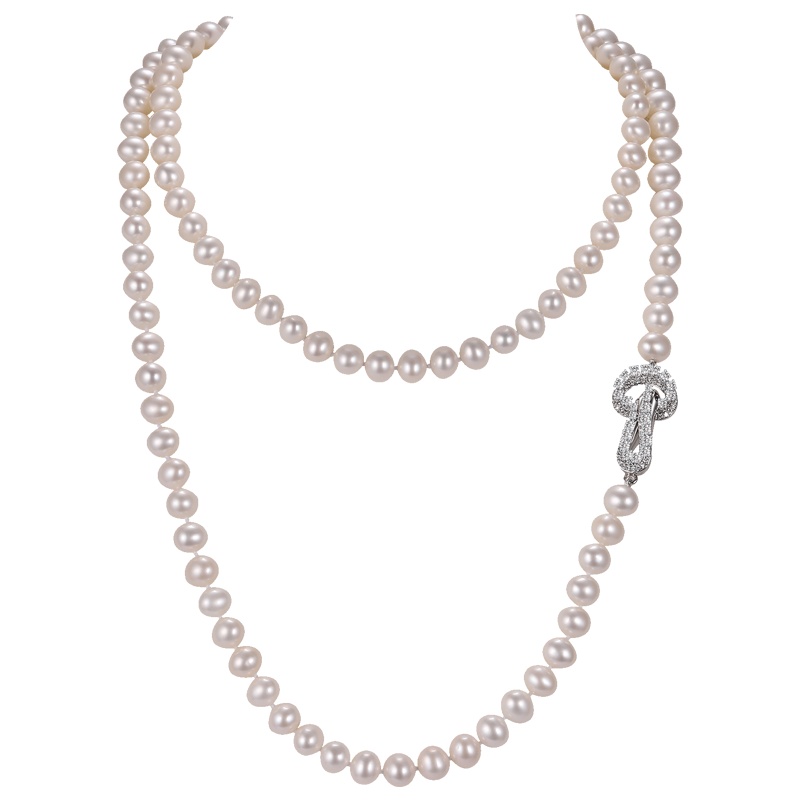 佰色传情强光天然淡水珍珠毛衣链项链首饰法式优雅时尚气质长款