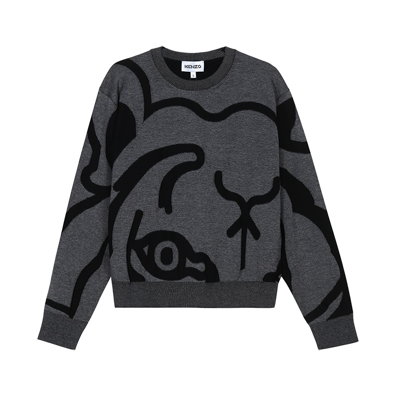 高田贤三 KENZO 女士 棉质K-Tiger圆领长袖针织衫套头衫FB5 2PU586 3TC