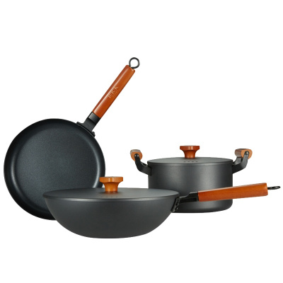 BRK Germany德国厨具明斯特精铁锅三件套套锅 炒锅30cm&汤锅22cm&煎锅26cm精铁锅具厨房套锅三件套