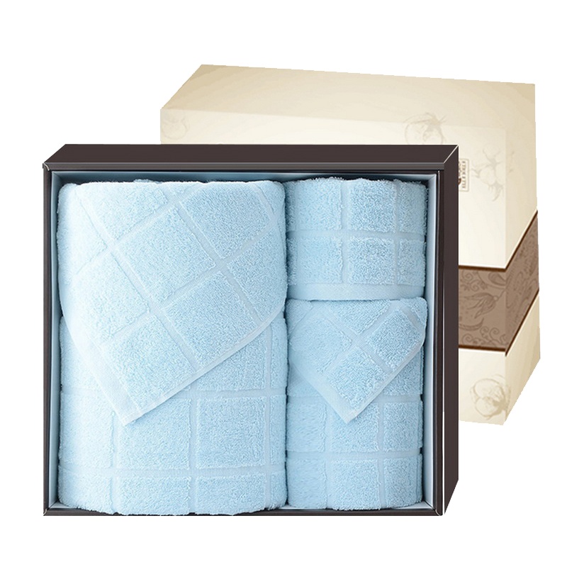 洁丽雅 全棉优品-6面巾三条装 DX0657 1条浴巾1条面巾1条方巾棉桃礼盒装(单位:盒)