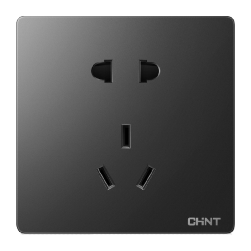 正泰开关插座面板86型一开五孔家用墙壁暗装多孔插座带usb空调16a三孔深空灰电源插座