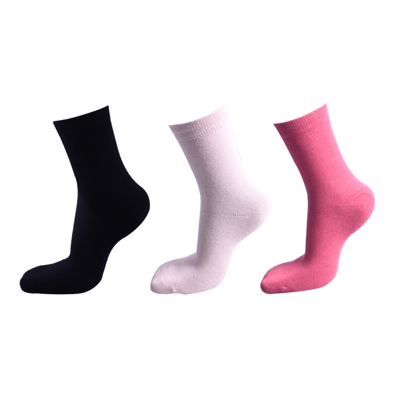 秋冬纯棉商务中长筒女袜纯色防臭透气排汗黑色正装西装全棉袜子女