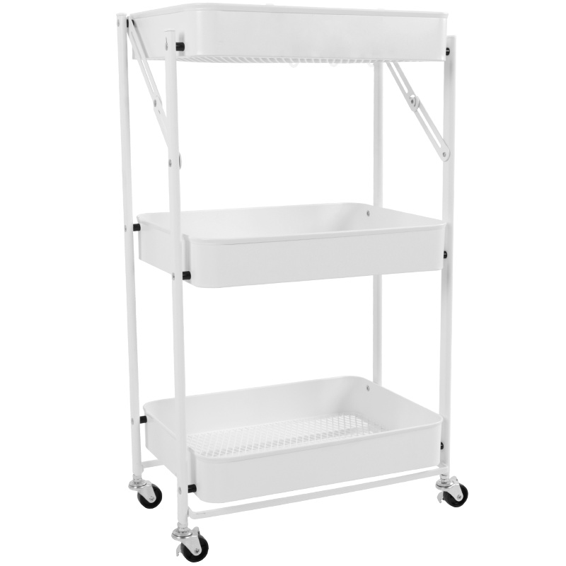 优勤厨房折叠小推车置物架落地式多层可移动家用菜篮子调味料瓶收纳架