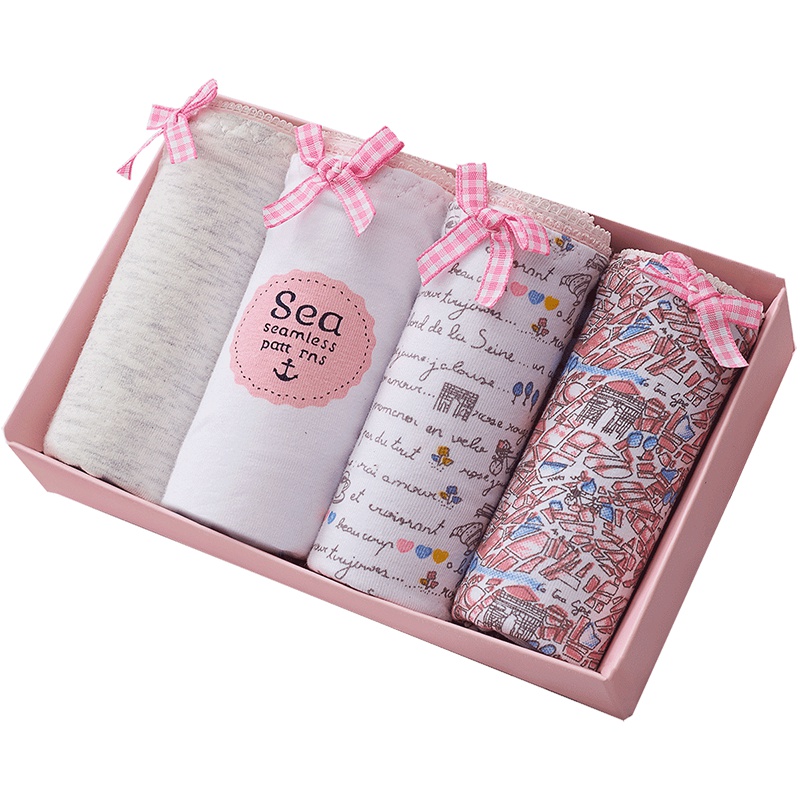 ENK女士内裤 夏季新款女中低腰棉质面料性感大码少女三角裤内裤女