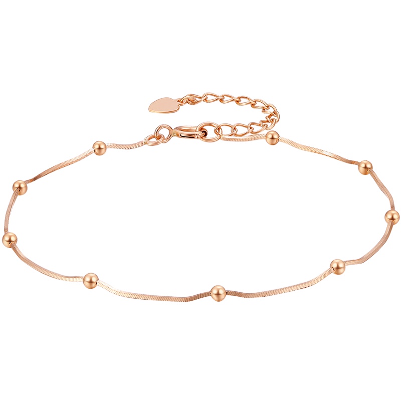 周大生18K金手链AU750女款彩金蛇骨手串细款玫瑰金转运珠手镯简约官方正品饰品 女士珠宝首饰