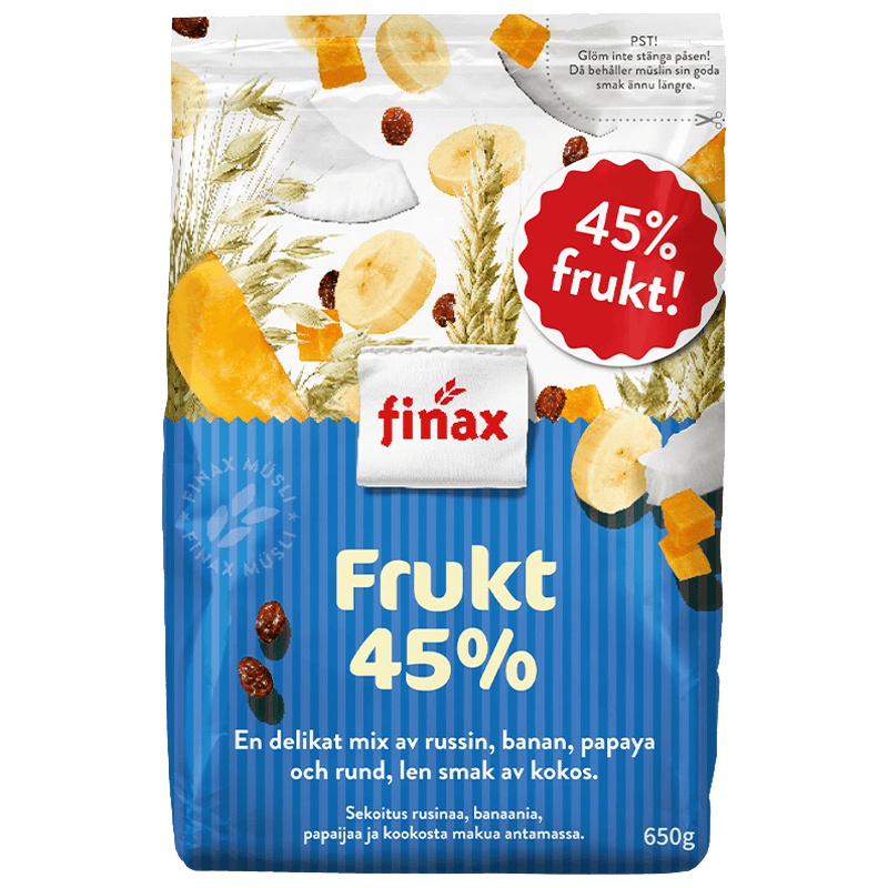 [产自瑞典]FINAX 45%水果坚果麦片 650g/袋 水果麦片 谷物早餐 方便速食 进口食品 瑞典进口