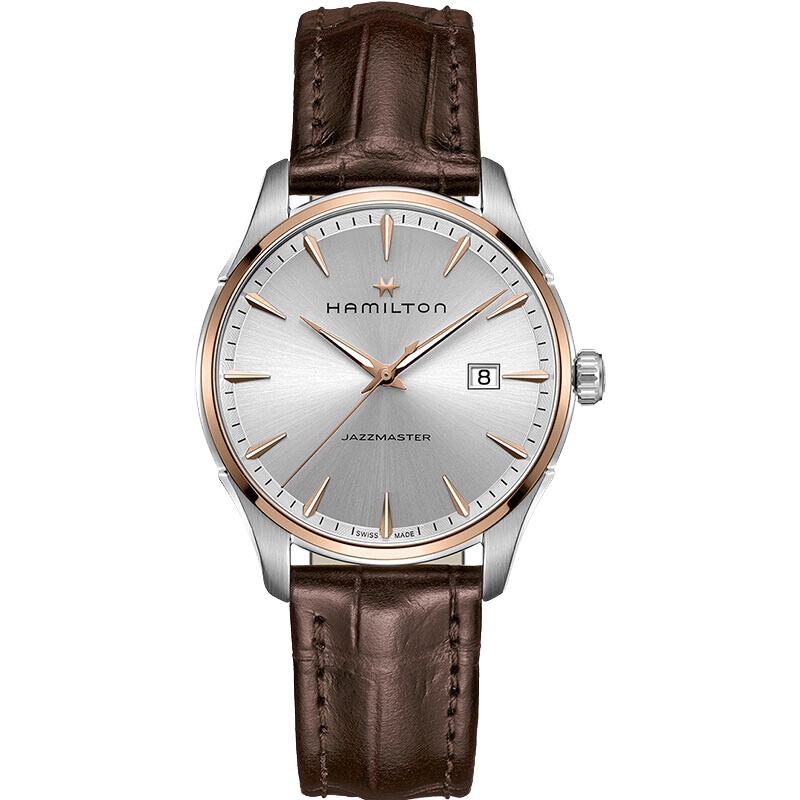 汉米尔顿(Hamilton)瑞士手表 爵士绅士系列 男士石英手表 银盘皮表带 H32441551
