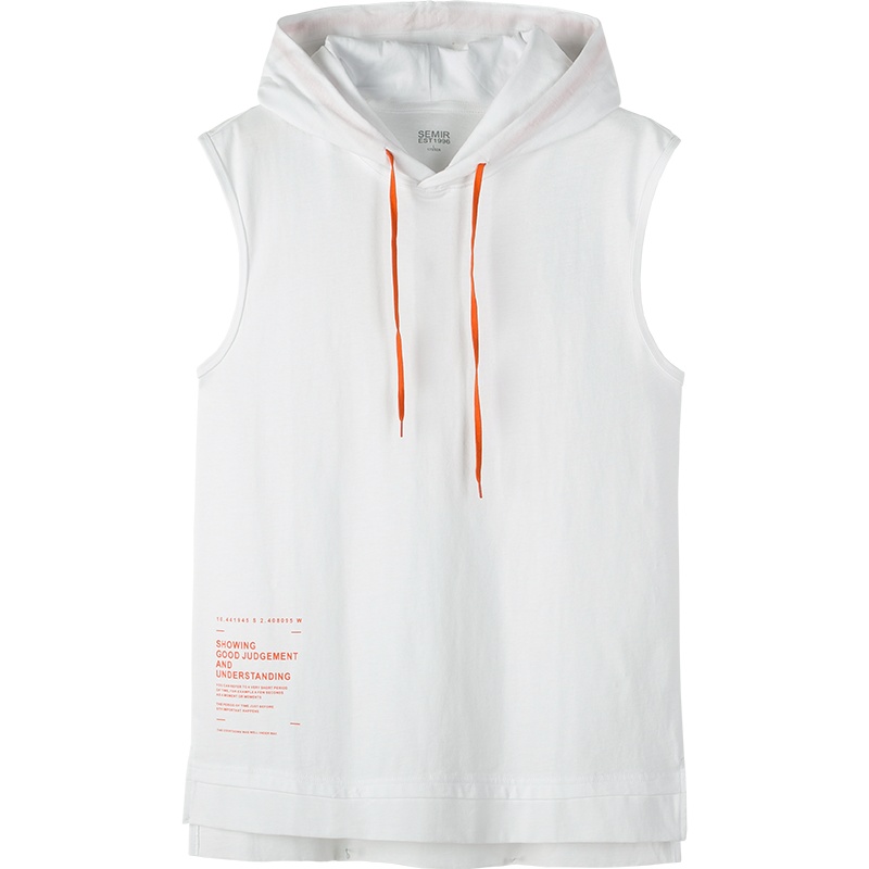 【领198-100券再购】森马背心男夏季新款运动连帽印花上衣男士坎肩马甲无袖T恤