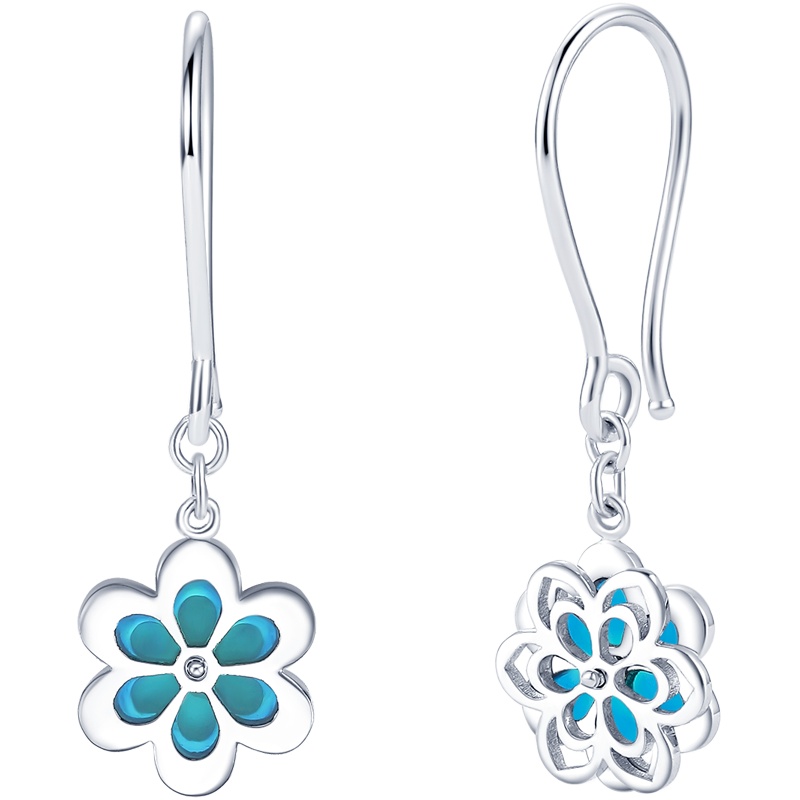 周大生铂金耳环女正品新款珐琅樱花耳饰PT950白金耳坠纪念日礼物