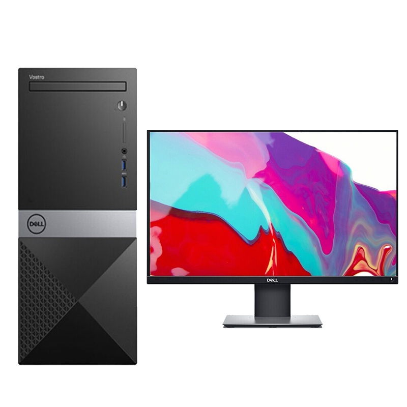 戴尔(DELL)成就Vostro3000系列台式机(I5-10400 8G 1TB+256GB GT730 2G独显)23.8英寸显示器 定制版