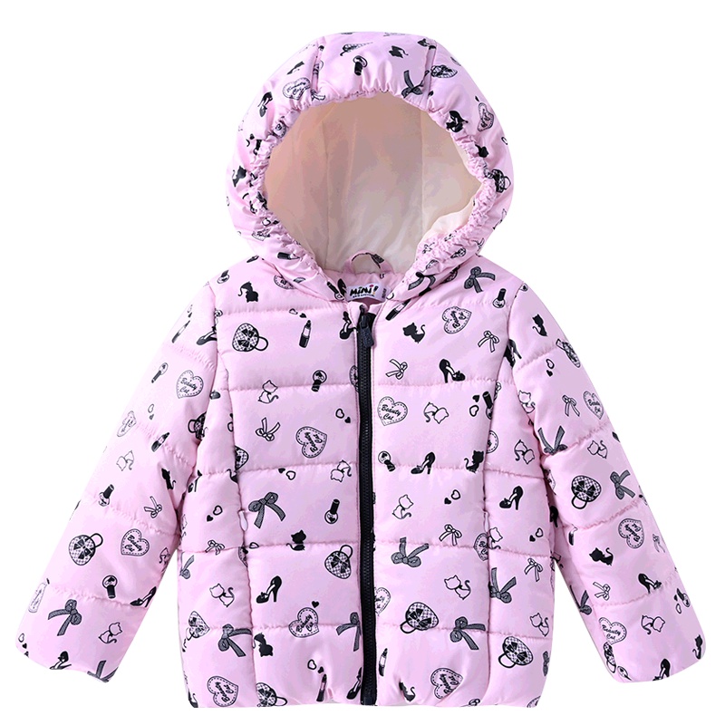 铅笔俱乐部童装2019冬季新款女童连帽棉衣小童保暖拉链衫儿童外套