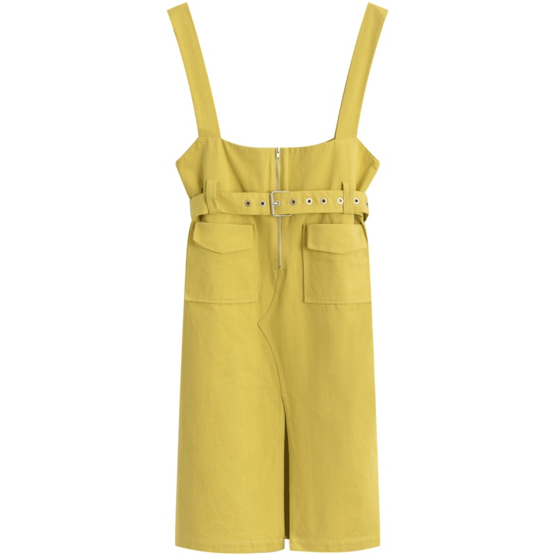 OtherMix法式背带裙2021年夏季新款收腰质开叉高腰包臀半身裙子女