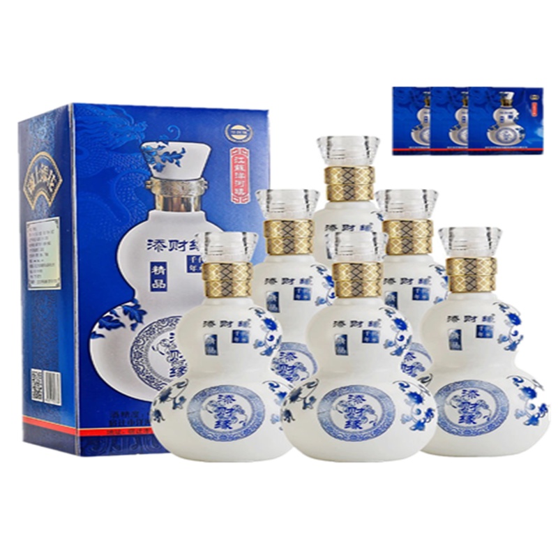 [酒厂自营]洋河镇白酒 精致礼盒装 精品添财缘 白葫芦 粮食酒42度500ml原浆酒 婚庆喜宴酒水 整箱6瓶特价 古封檀