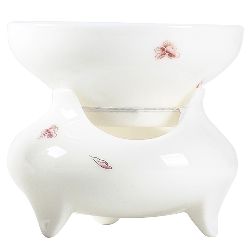 常生源 茶漏 陶瓷功夫茶具 羊脂玉白瓷 茶滤 滤茶器 浮雕对花 蝶韵茶漏