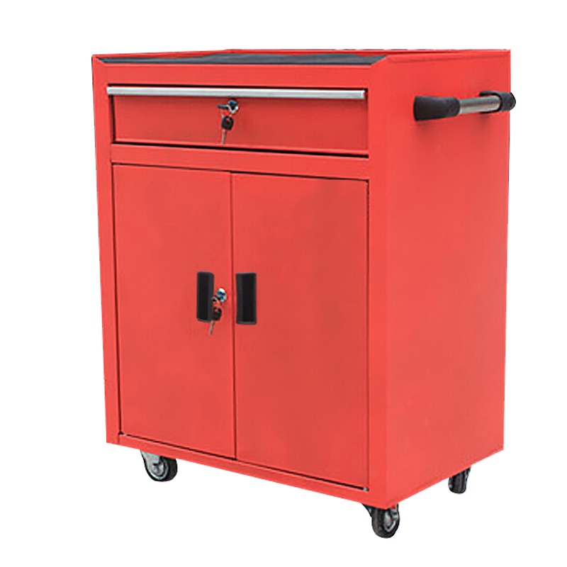 欧宝美五金工具柜铁皮柜车间文件抽屉式零件柜铁皮工具箱汽修工具车红色加厚款