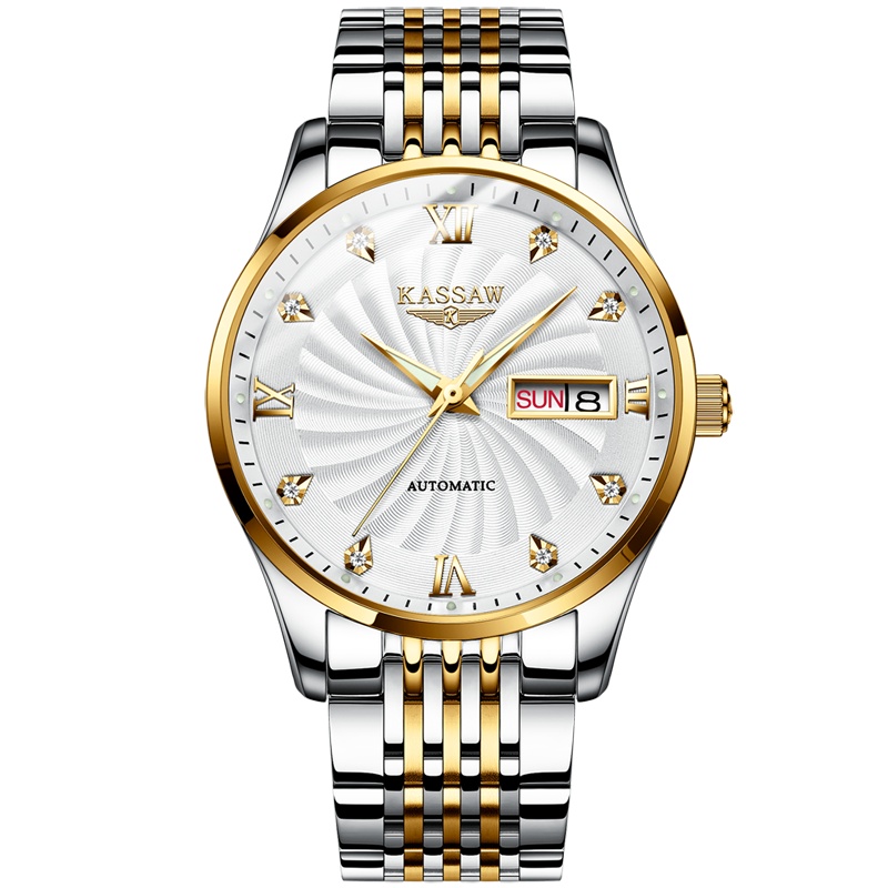卡梭(KASSAW)手表男自动机械表双日历机械男表时尚商务休闲手表男K869G