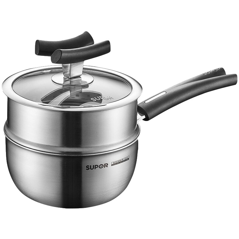 苏泊尔(SUPOR)304不锈钢多功能锅X晶盾系列CT16JA1汤锅奶锅蒸锅辅食锅电磁炉燃气灶16CM
