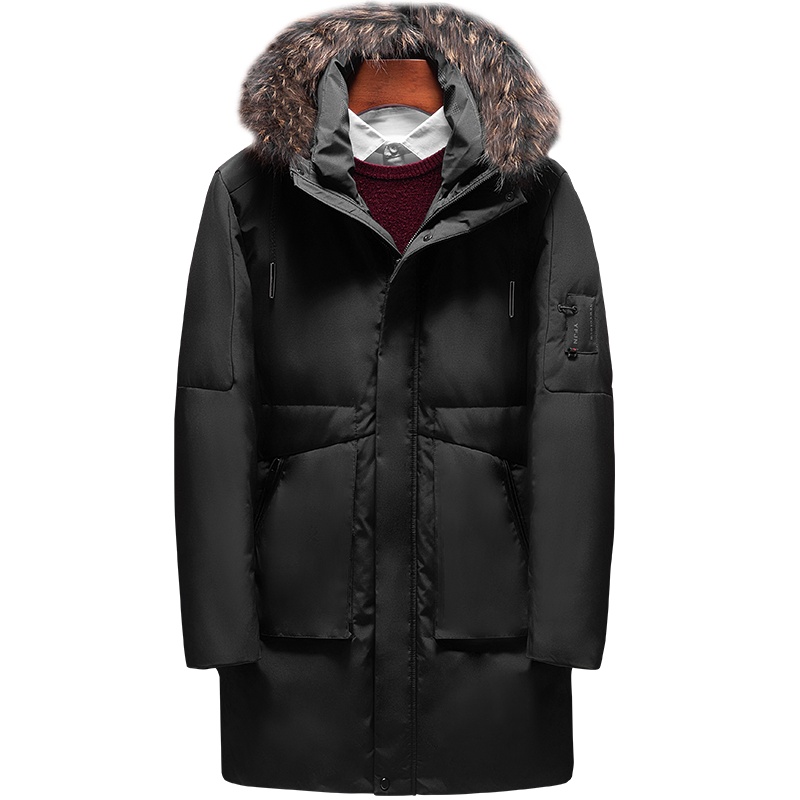 雅鹿男装冬季男士中长款羽绒服可脱卸貉子毛领加厚极寒户外外套WB67U0384