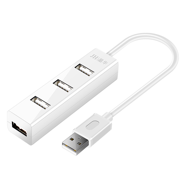 晶华 USB2.0分线器 一拖四多口高速集线器HUB多孔转换器电脑多接口鼠标键盘笔记本扩展坞 白色1米Z413C