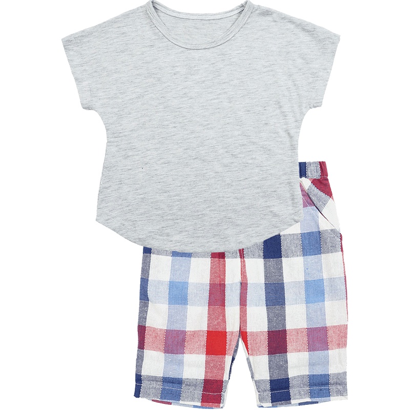 男童时尚圆领短袖套装