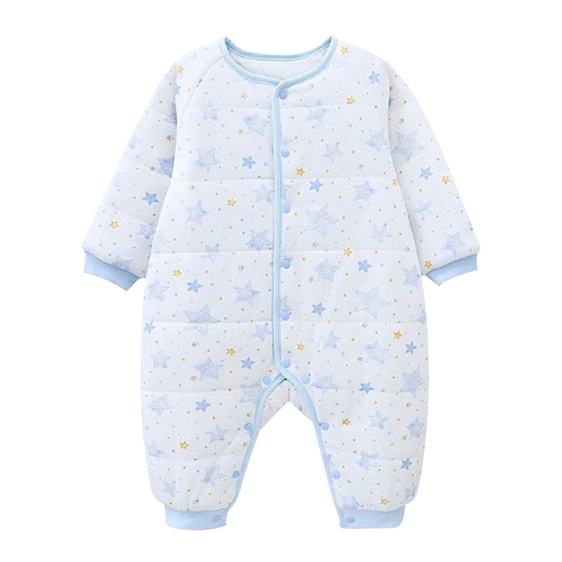 YeeHoO英氏男女宝宝哈衣夹棉内衣秋冬保暖连体衣爬服0-1-2岁正品