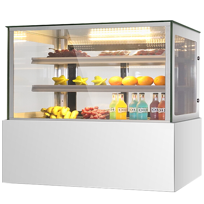 乐创(lecon)蛋糕柜展示柜商用水果保鲜柜冷藏柜寿司饮料熟食玻璃陈列柜(白色直角1.5米落地式)YM-FLZG-15