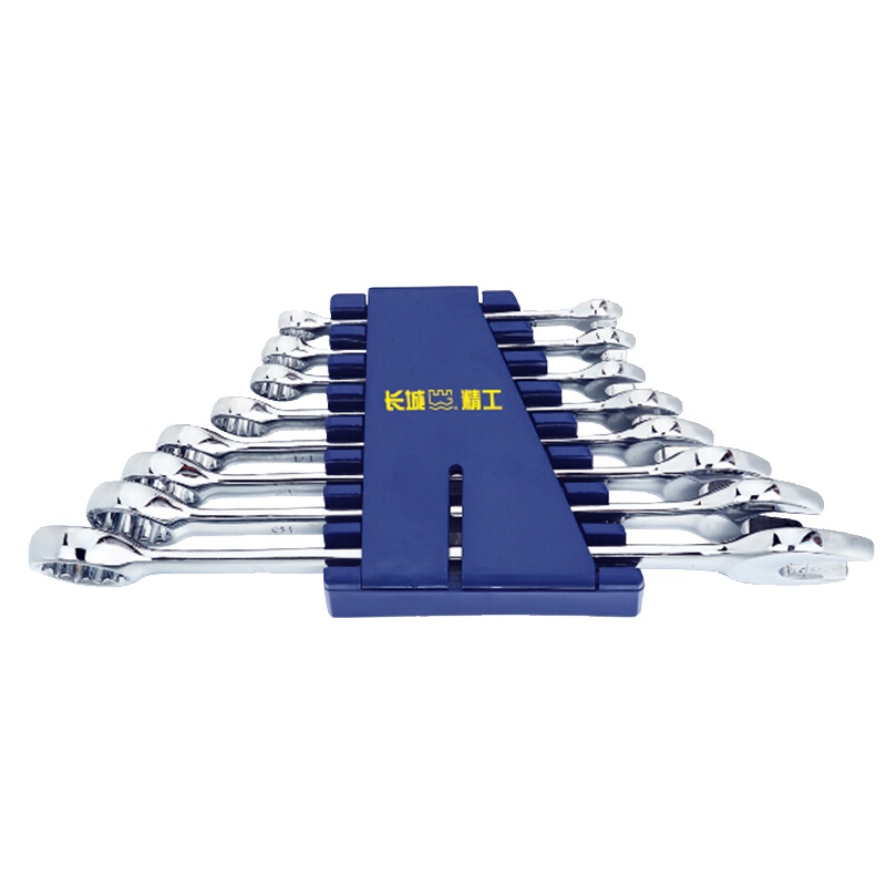 长城精工 8件套公制平板镜抛两用扳手组套 开口梅花扳手工具组套 8-22mm 320308 1套