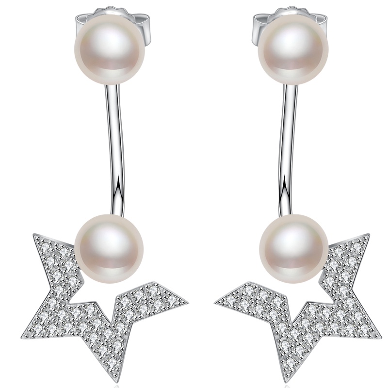 佰色传情一款两戴时尚气质耳饰S925纯银镶淡水珍珠耳钉