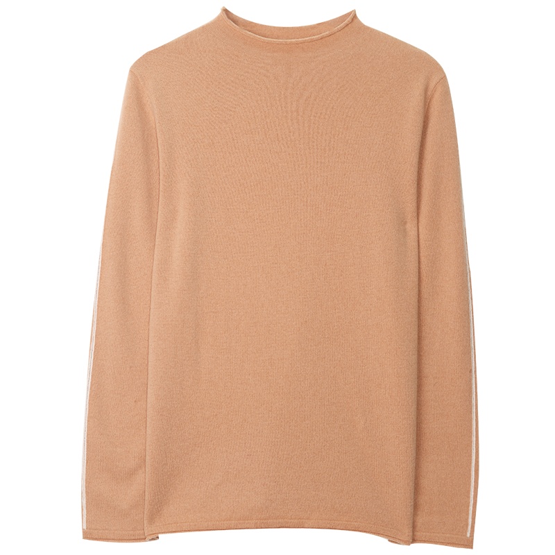 金菊秋冬新款毛衣半高圆领撞色百搭羊毛衫女