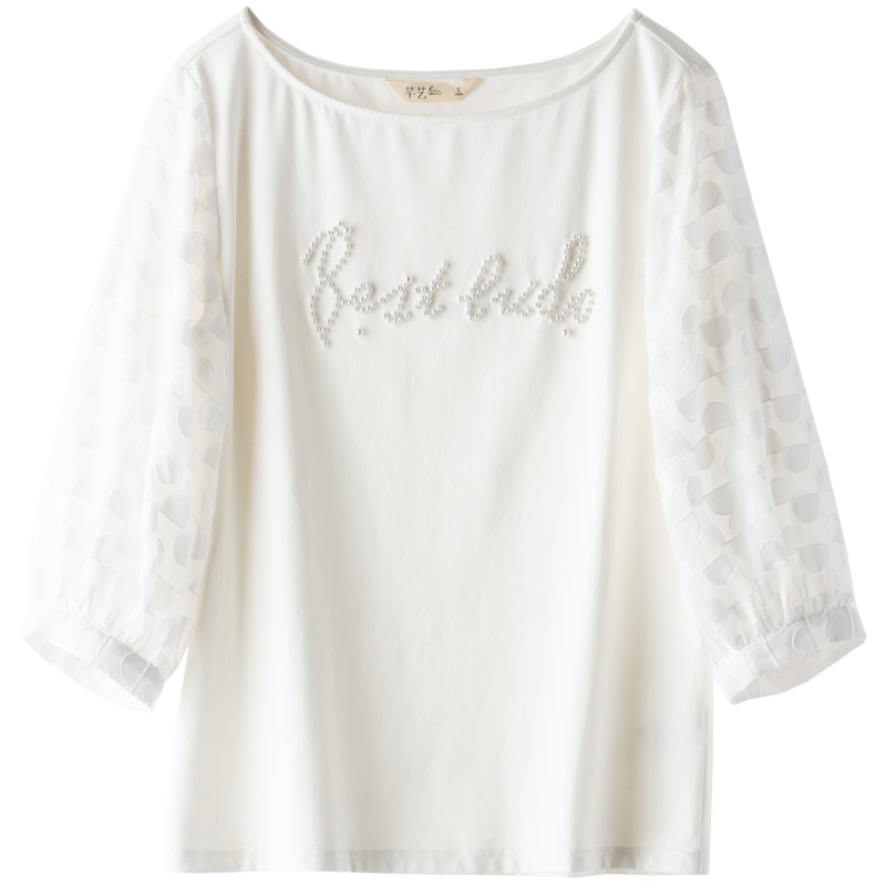 芊艺白色宽松t恤女2019秋季新款韩版中袖上衣气质小衫10424