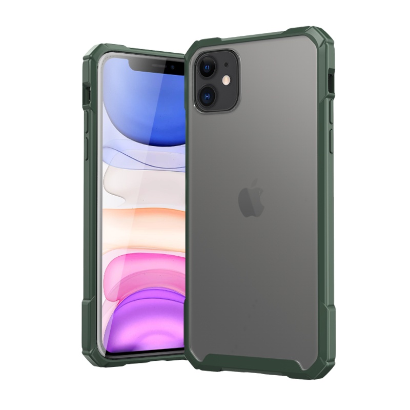 ESCASE 苹果11手机壳iPhone11保护套全包高档硅胶气囊防摔磨砂玻璃保护壳ES-SC-11暗夜绿