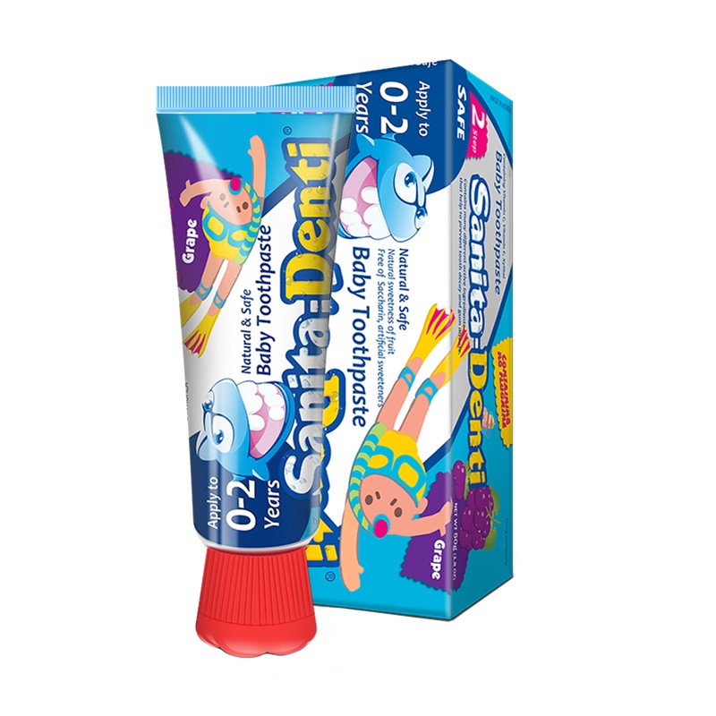sanita莎卡进口无氟75g葡萄果味婴幼儿童牙膏2-3-5岁