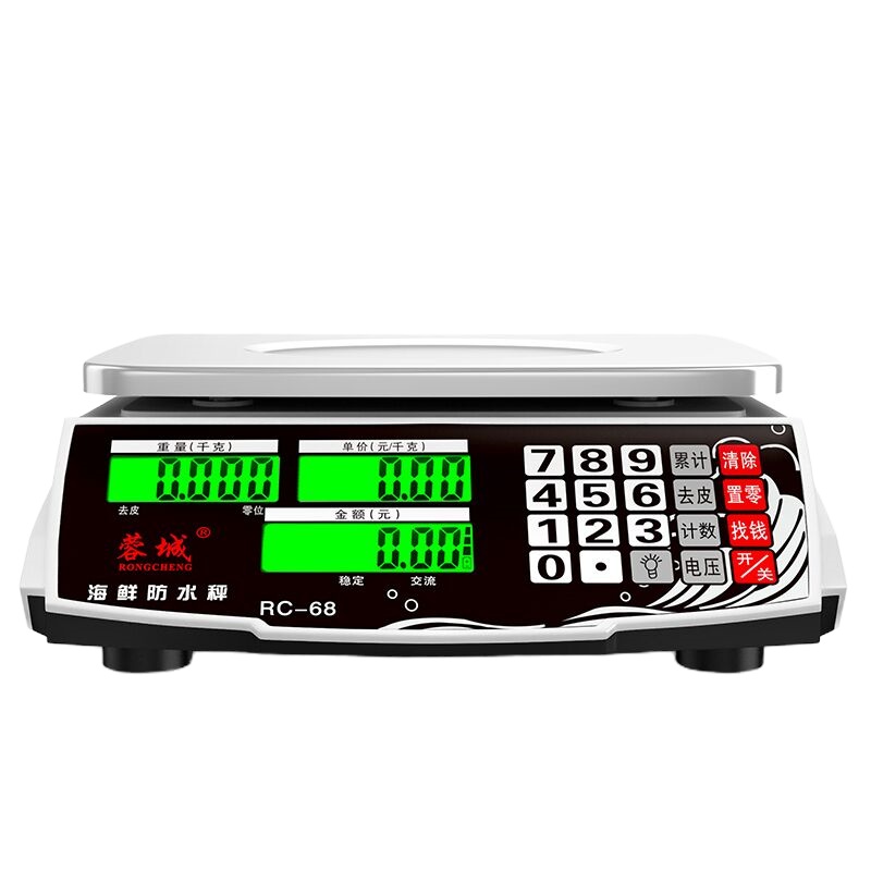 蓉城rongcheng防水秤30KG海鲜水产计价电子秤商用台秤蔬菜厨房称配料秤 液晶
