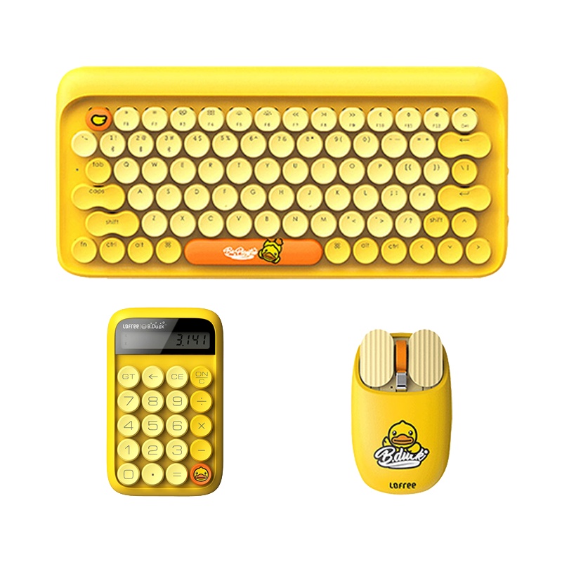 lofree洛斐小黄鸭键盘鼠标计算器套装