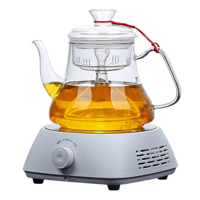 加厚大容量玻璃煮茶器蒸茶壶蒸汽套装烧水养生壶电陶炉泡茶壶家用 A款壶1.0L(单蒸内胆)送4杯1垫1刷 敬平茶具