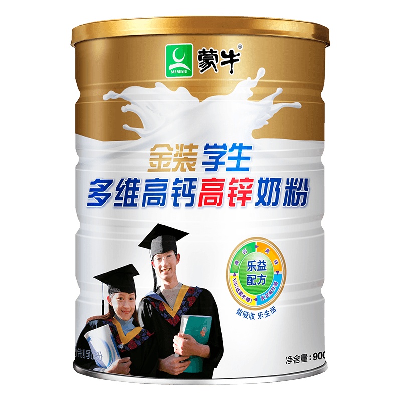 蒙牛儿童青少年营养早餐金装学生多维高钙高锌奶粉冲饮品900g罐装
